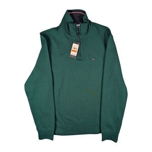 Tommy Hilfiger Men's Solid Quarter Zip Mock Neck Sweater Small - NEW